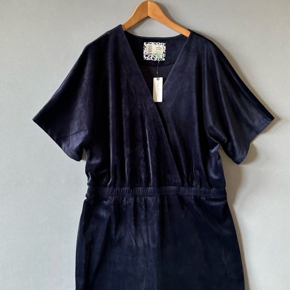 NWT Saturday Sunday Jumpsuit Romper Women Size L Navy Velvet - Picture 6 of 10